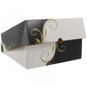 Cutii carton prajituri, black & white, 23*23*h7.5 cm (50buc) Produse 162,56 lei