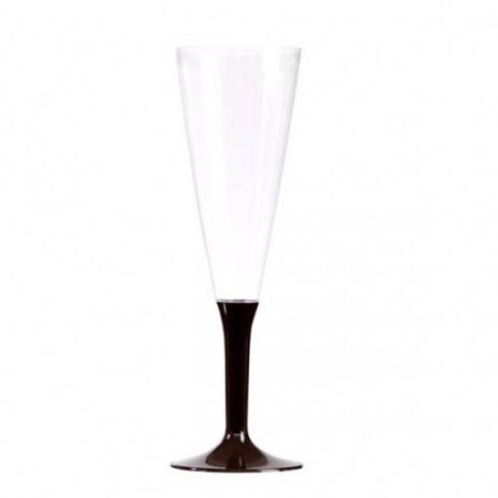 Pahare plastic sampanie cu picior maro 150ml (100buc)