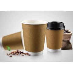 Pahare carton 350ml - 12oz natur, double wall D90 (400buc) Produse 243,48 lei