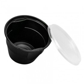 Bol supa PP, negru cu capac transparent, 680ml (25buc) Produse 21,28 lei