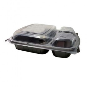 Caserole meniu, negre, cu capac transparent, 3 comp. (200buc) Caserole termorezistente 208,78 lei