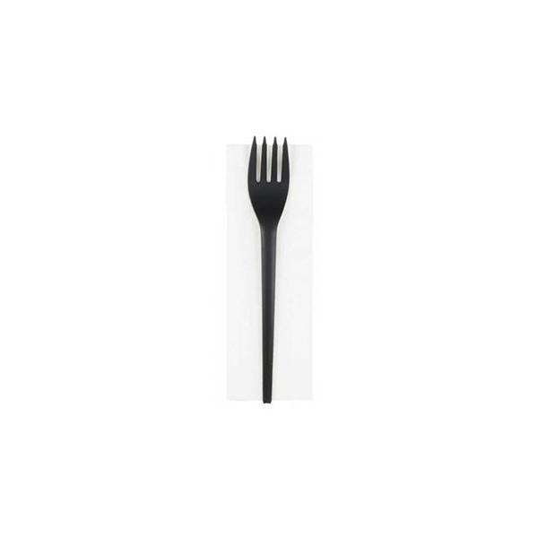 Set tacamuri reutilizabile, negre, furculita + servetel, 100buc Produse 15,99 lei